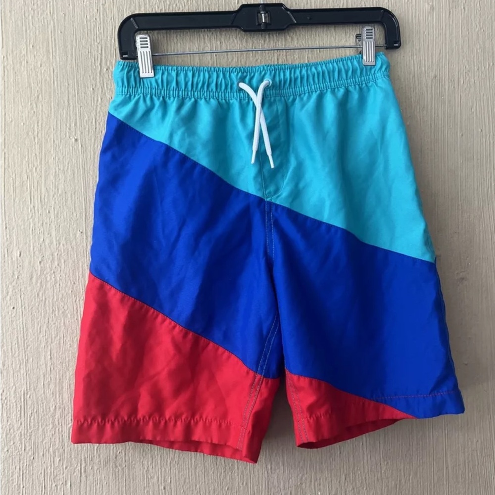 Lands End Youth Swim Trunks Size XL 14-16 Shorts ColorBlock Red Blue Green